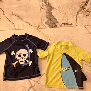 Kids Swim Shirt Set - Skull and Shark Design